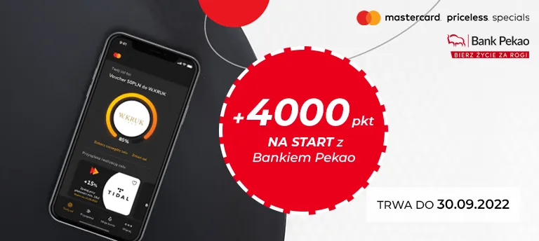 Odbierz 8000 punktów na start o wartości 100 zł z Bankiem Pekao w programie Mastercard Bezcenne Chwile edycja IX