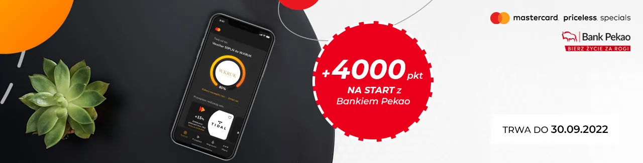 Odbierz 8000 punktów na start o wartości 100 zł z Bankiem Pekao w programie Mastercard Bezcenne Chwile edycja IX