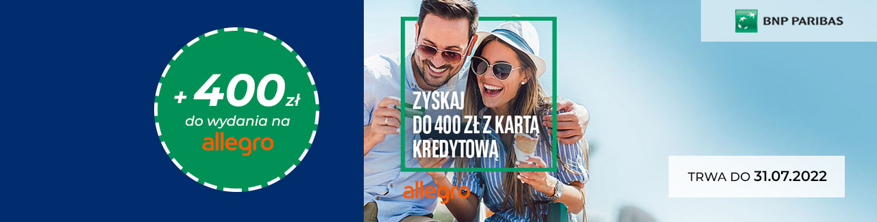 Promocja zyskaj do 400 zł na Allegro z kartą kredytową od BNP Paribas w lipcu 2022