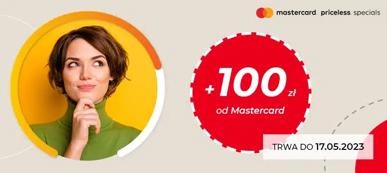 Zarejestruj kartę w programie Mastercard Bezcenne Chwile i odbierz w promocji 100 zł premii. Okazja trwa do 17 maja 2023.