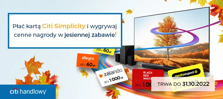 Płać kartami kredytowymi od Banku Handlowego w Warszawie i wygrywaj cenne nagrody w jesiennej zabawie