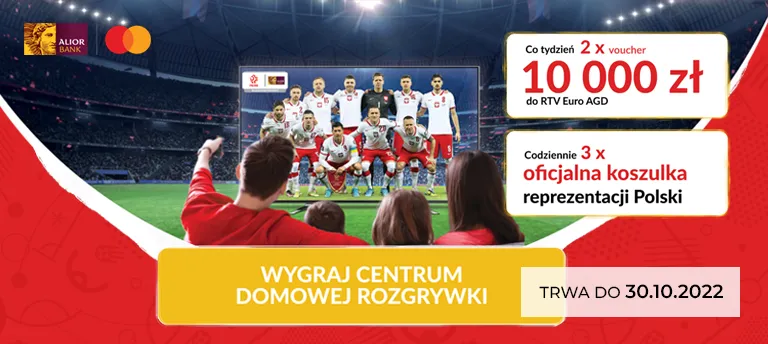 Weź udział w piłkarskiej loterii od Alior Banku i wydawcy kart Mastercard i wygraj voucher o wartości 10 000 zł do RTV Euro AGD oraz oficjalną koszulkę reprezentacji Polski w piłce nożnej