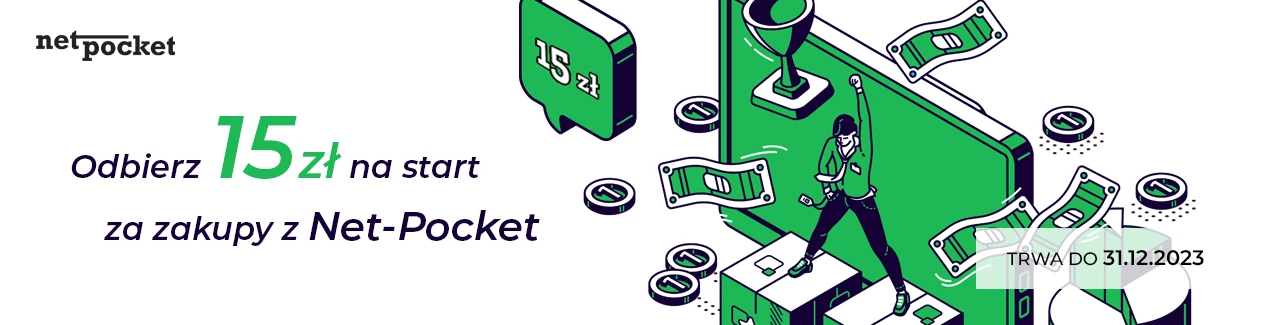 Oszczędzaj na zakupach z Net-Pocket i odbierz w promocji 15 zł na start. Promocja programu cashback na rok 2023.