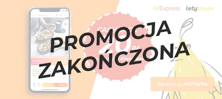 Odbierz nawet cashback 20% za zakupy w Aliexpress od Letyshops. Promocja zakończona