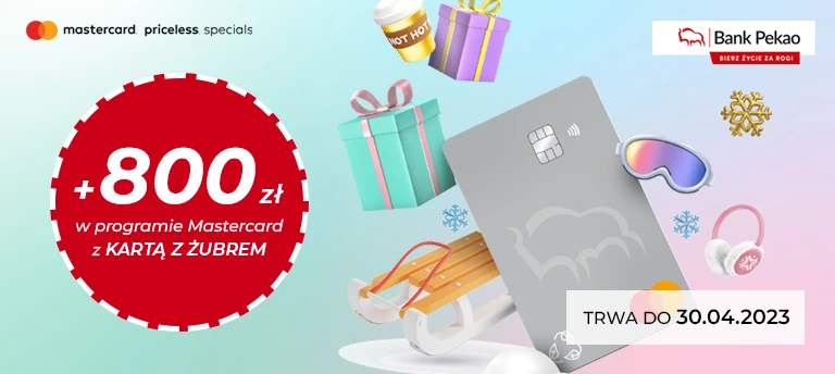 Zamów Kartę z Żubrem od Banku Pekao, dołącz do programu Mastercard Bezcenne Chwile i odbierz nawet 800 zł premii.