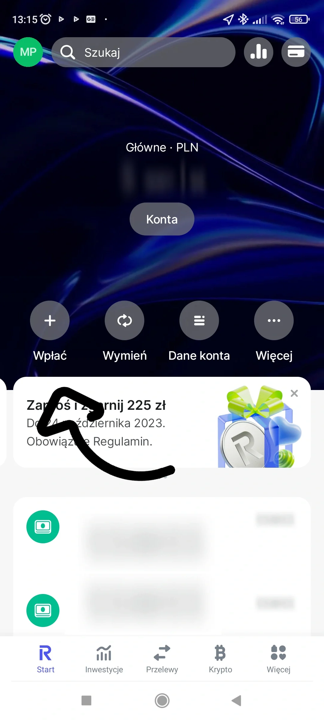 Krok 1 - Przejdź do sekcji „Wpłać”