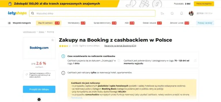Booking Cashback Letyshops