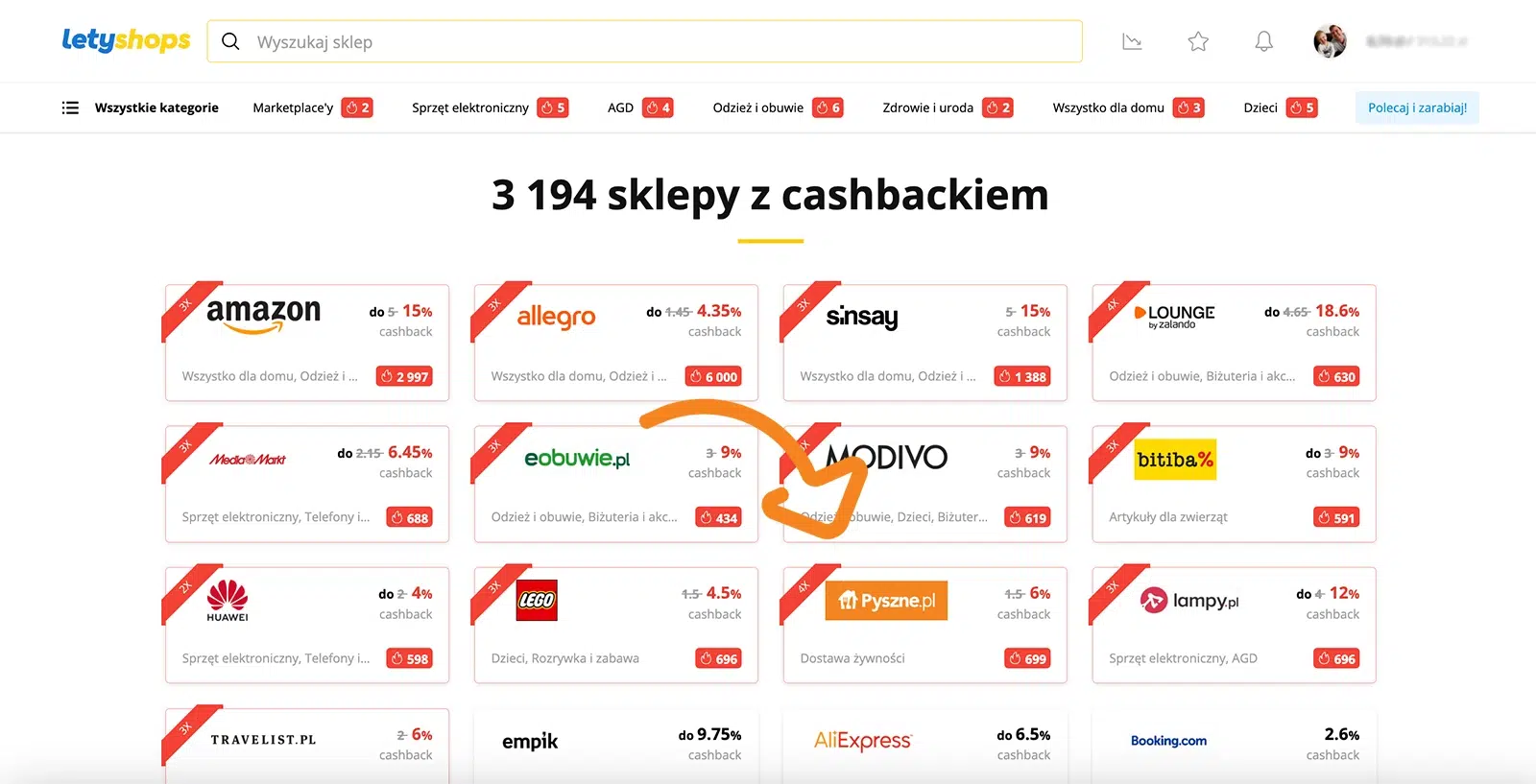 Zwiększony cashback do Pyszne.pl na stronie Letyshops