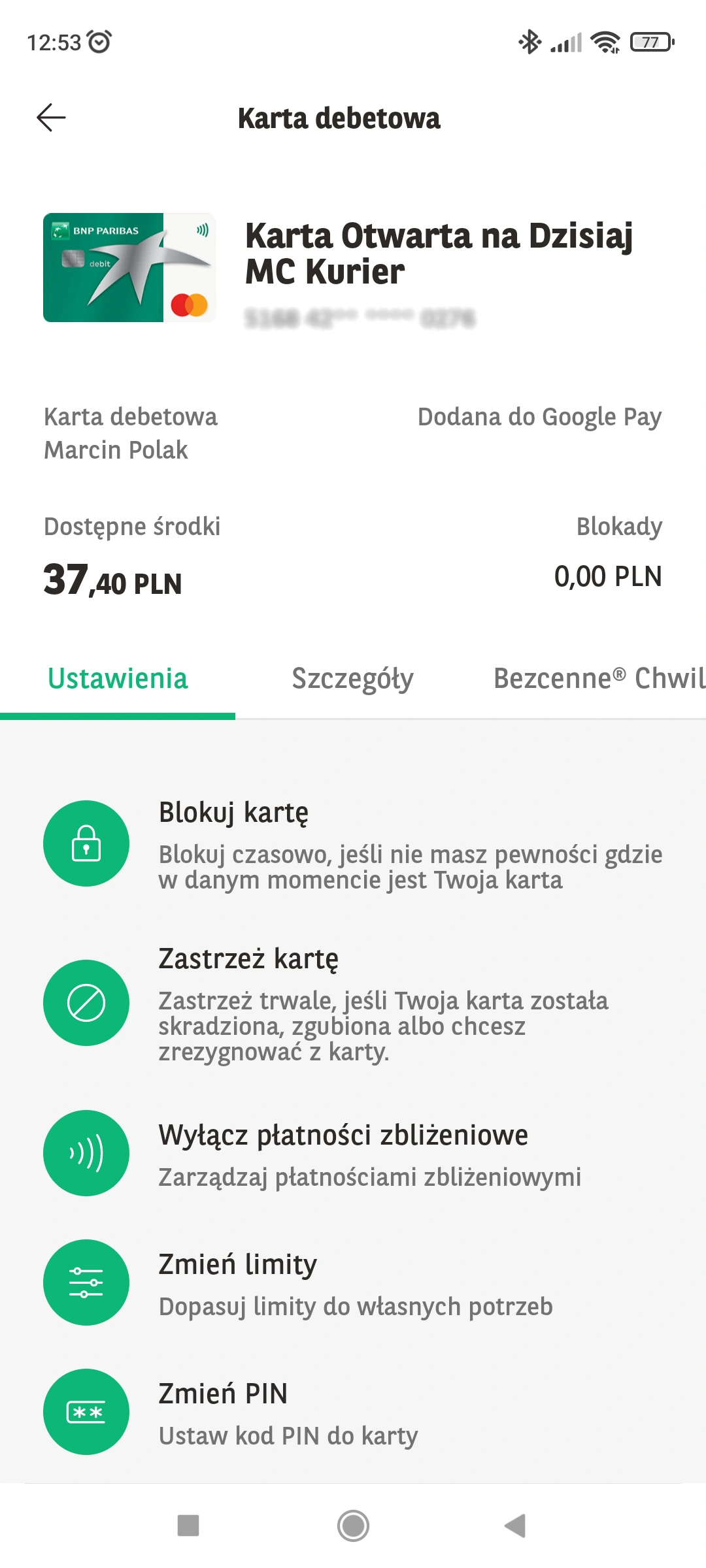 Krok 1. Zamknięcie karty BNP Paribas przez aplikację. Otwieramy aplikację mobilną GOmobile.