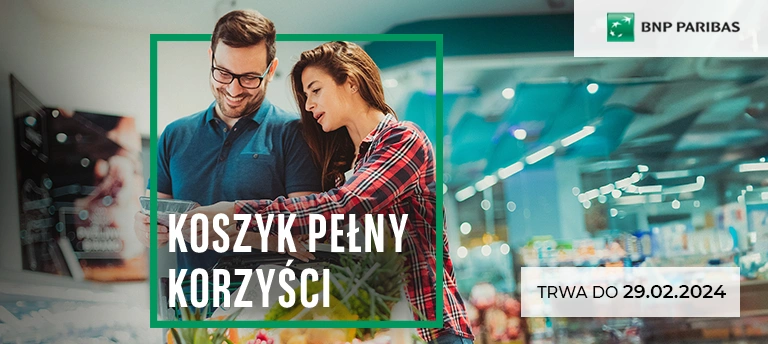 Otwórz kartę kredytową w BNP Paribas i odbierz 300 zł w e-bonach do Biedronki. Promocja trwa do 29 lutego 2024.