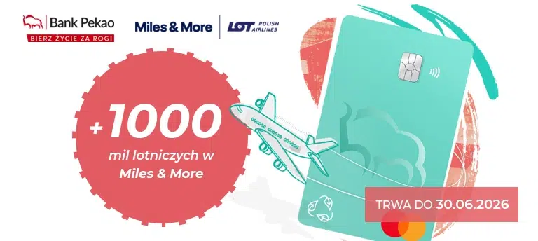Promocja „Zbieram mile z Kartą Kredytową z Żubrem” to szansa na zdobycie mil lotniczych za każdą wykonaną transakcję z programem Miles & More. Promocja trwa do 30 czerwca 2026.