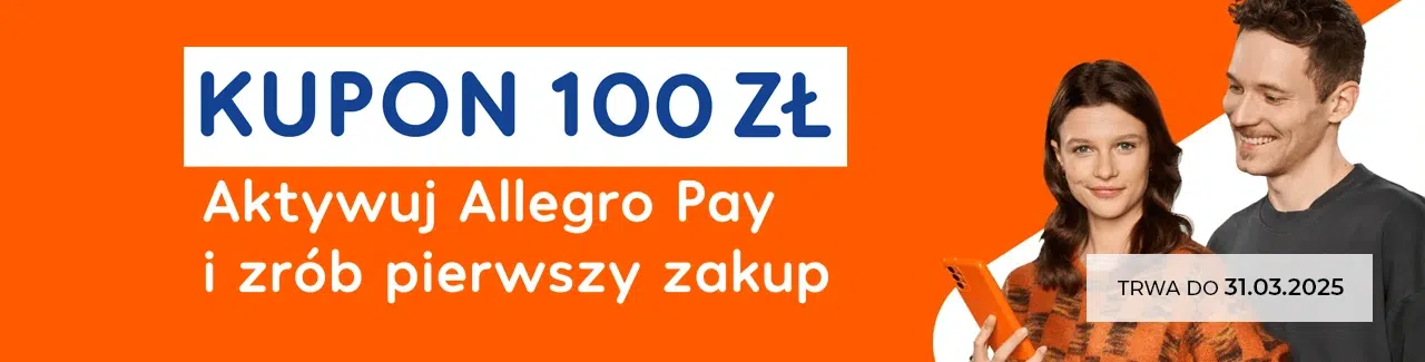 Aktywuj usługę Allegro Pay i odbierz kupon Allegro o wartości 100 zł. Promocja trwa do 31 marca 2025 r.