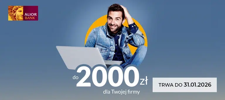 Otwórz konto firmowe w Alior Banku i zyskaj nawet 2000 zł moneyback, 300 zł na start oraz Kartę Podarunkową Allegro o wartości 600 zł. Promocja trwa do 31 stycznia 2026 r.