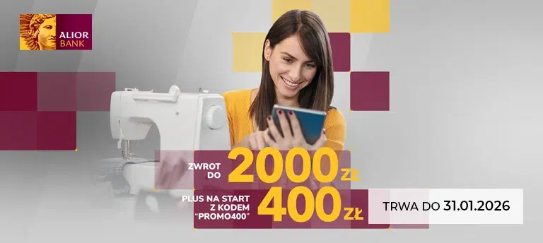 Promocja konta firmowego w Alior Banku – do 2000 zł zwrotu i 400 zł na start z kodem PROMO400, ważna do 31.01.2026 r.