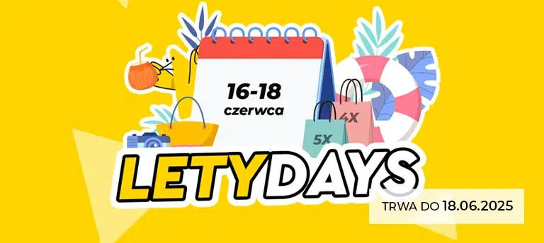 Letydays 2025 – zwiększony cashback w dniach 16–18 czerwca. Promocja Letyshops trwa do 18.06.2025.