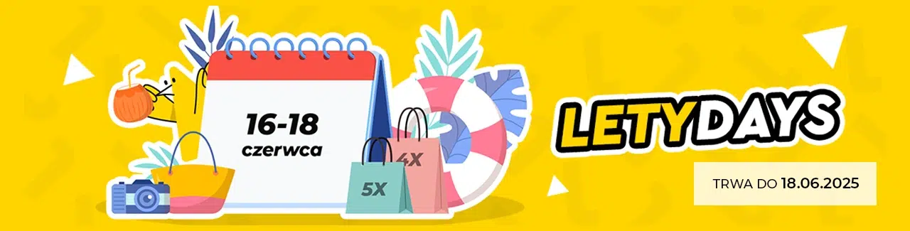 Letydays 2025 – zwiększony cashback w dniach 16–18 czerwca. Promocja Letyshops trwa do 18.06.2025.
