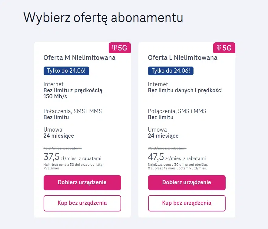 Plan M i L w T-Mobile w promocji "Poczuj ulgę"
