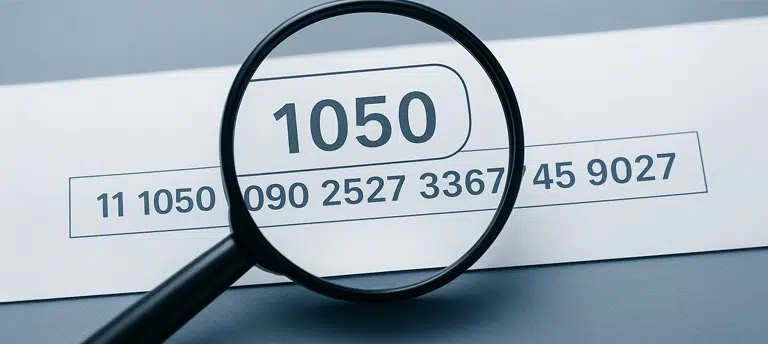Jak sprawdzić, jaki to bank po numerze konta – numer 1050 pod lupą, oznaczający ING Bank Śląski. Fragment numeru rachunku bankowego na tle biurka.