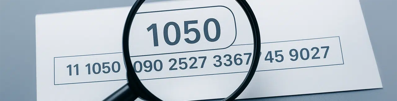 Jak sprawdzić, jaki to bank po numerze konta – numer 1050 pod lupą, oznaczający ING Bank Śląski. Fragment numeru rachunku bankowego na tle biurka.