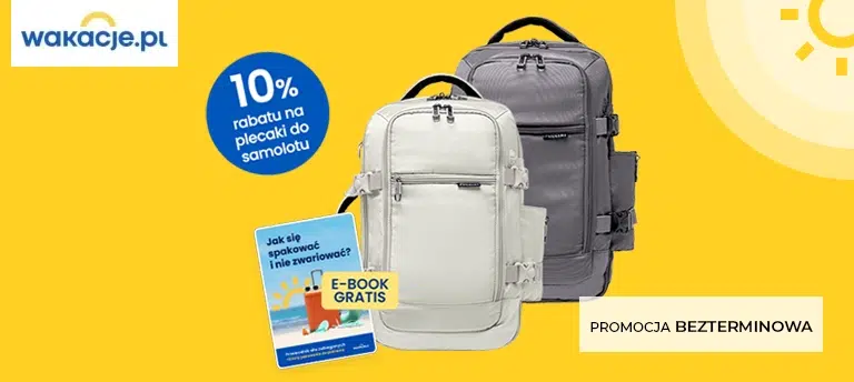 Promocja Wakacje.pl – 10% rabatu na plecaki do samolotu marki Puccini oraz darmowy e-book o pakowaniu, promocja bezterminowa.