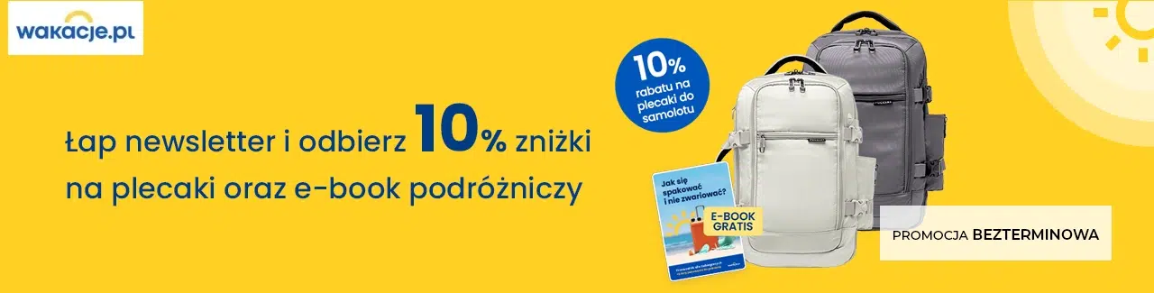 Promocja Wakacje.pl – 10% rabatu na plecaki do samolotu marki Puccini oraz darmowy e-book o pakowaniu, promocja bezterminowa.