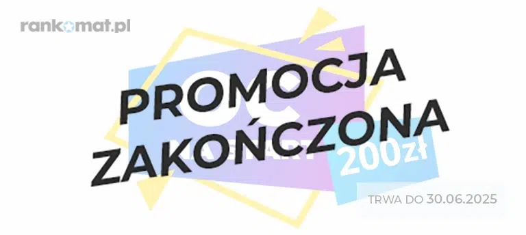Promocja Rankomat – OC na start z bonusem 200 zł. Oferta ważna do 30.06.2025. Po środku napis PROMOCJA ZAKOŃCZONA.