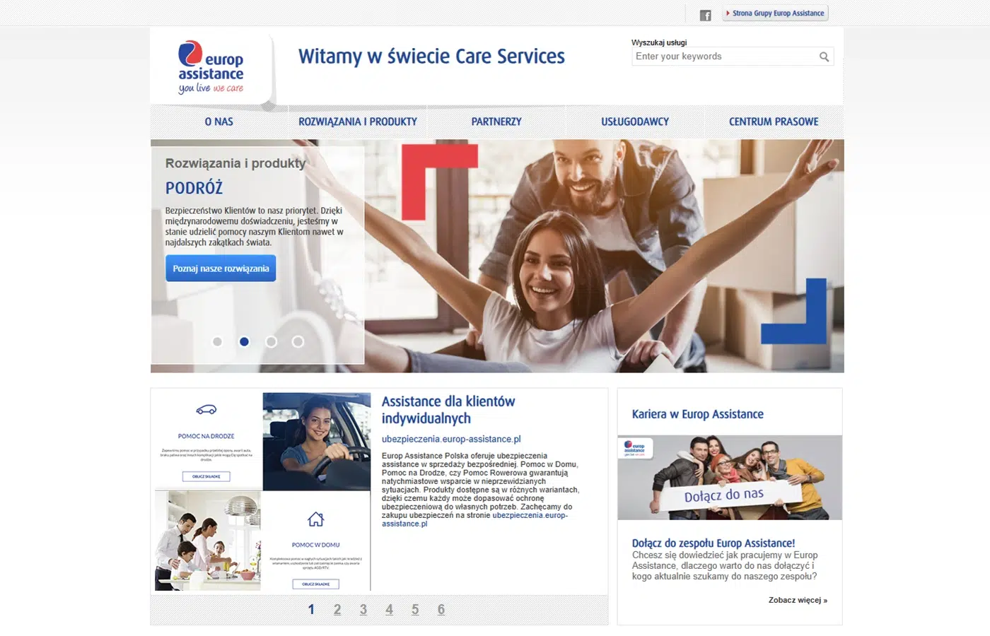 Strona główna Europ Assistance Polska – ubezpieczenia turystyczne, pomoc na drodze, w domu i assistance dla klientów indywidualnych. Oferta obejmuje również karierę i współpracę z partnerami.