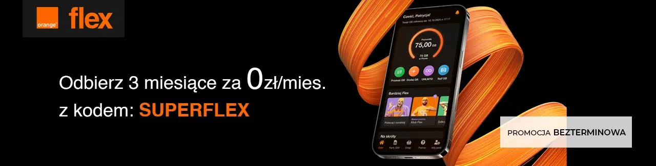 Orange Flex – 3 miesiące za 0 zł miesięcznie z kodem SUPERFLEX, bezterminowa promocja na abonament komórkowy.