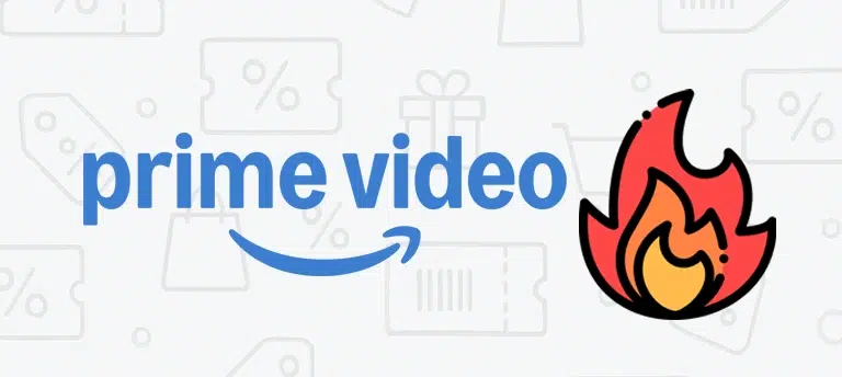 Logo Amazon Prime z ikoną ognia – aktualne promocje i kody rabatowe na Amazon Prime.