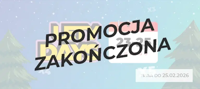 Mobilny baner Letydays – 23–25 lutego, zwiększony cashback x4 i x5, promocja trwa do 25.02.2026. Po środku napis PROMOCJA ZAKOŃCZONA.
