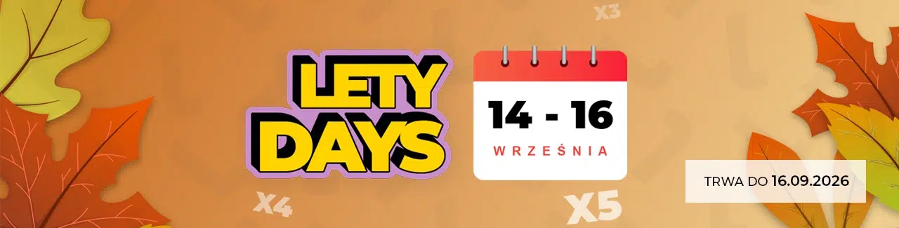 Grafika promująca akcję LetyDays we wrześniu 2026 roku, trwającą od 14 do 16 września i obejmującą czasowe promocje oraz zwiększony cashback w wybranych sklepach.